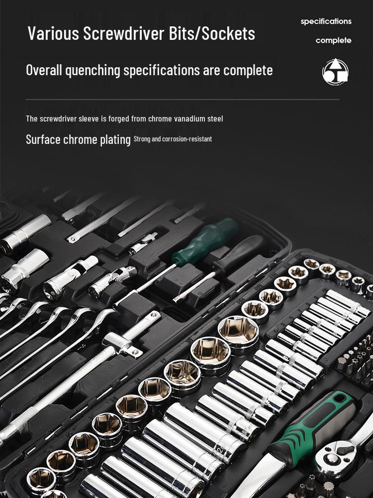 216-Piece Automotive Repair Set: Ratchet Wrench, Socket, and Tools for Car & Motorcycle Maintenance