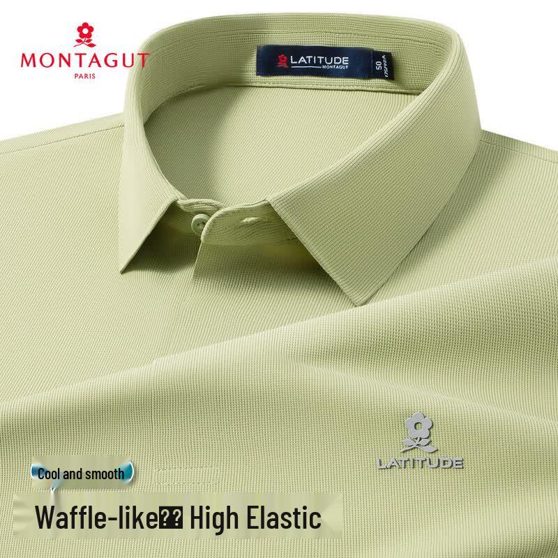 MONTAGUT Men's Waffle Knit Breathable Business Polo Shirt
