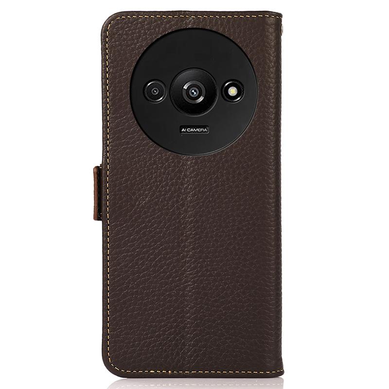 KHAZNEH For Xiaomi Redmi A3/Poco C61 4G Magnetic Cell Phone Case Genuine Cow Leather RFID Blocking Cover