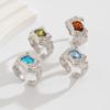 Fashion Liquid Wind Crystal Opened Rings Set for Women Punk texture Irregular Personality Finger Ring Party Daily Jewelry