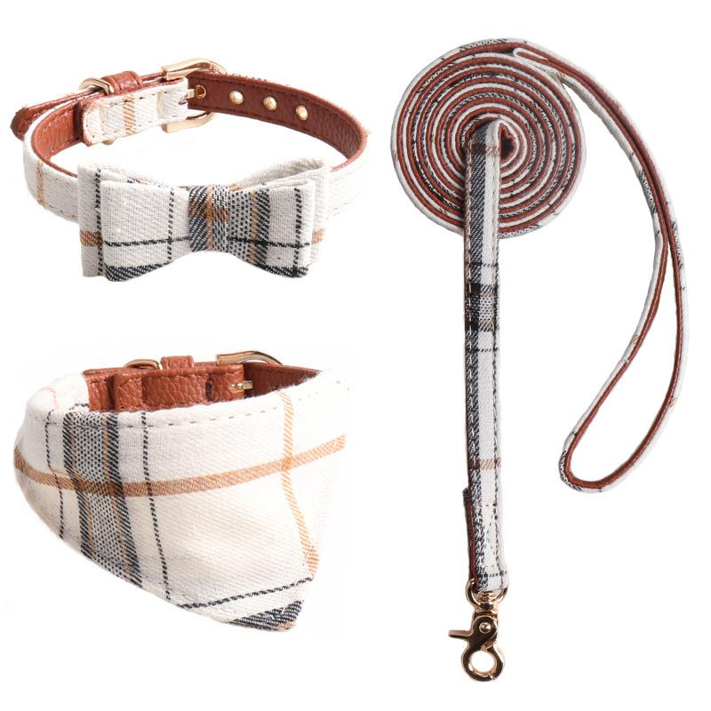 New Pet Products Threepiece Set Combination Bow Triangle Towel Tow Rope Set