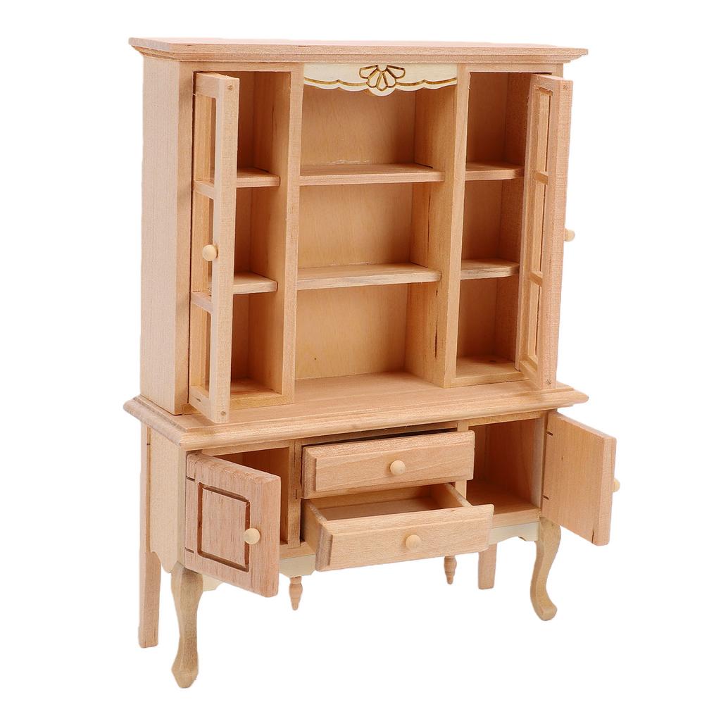 1:12 Scale Dollhouse Miniature Cabinet Wooden Unpainted Miniature Cupboard with Drawers