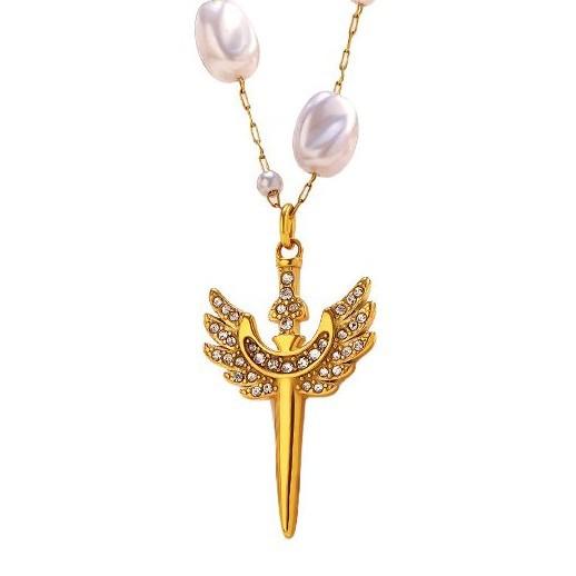 Chenhe European and American stainless steel necklace, high-end light luxury collarbone chain, fashionable gold sweater chain, titanium steel necklace