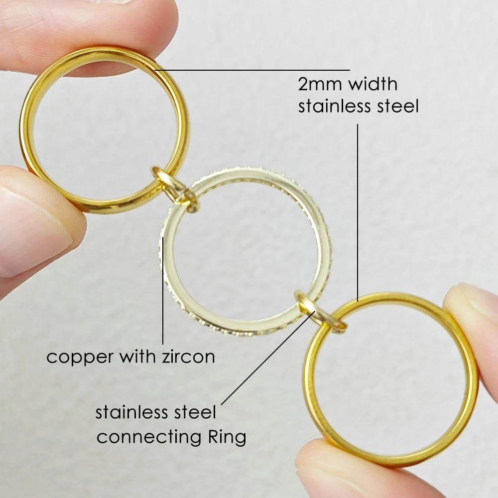 Fashion Stack Ring Stainless Steel Ladies Jewelry Gold Color Finger Accessories Multi Pieces Interlocking Spinelli Ring Gifts
