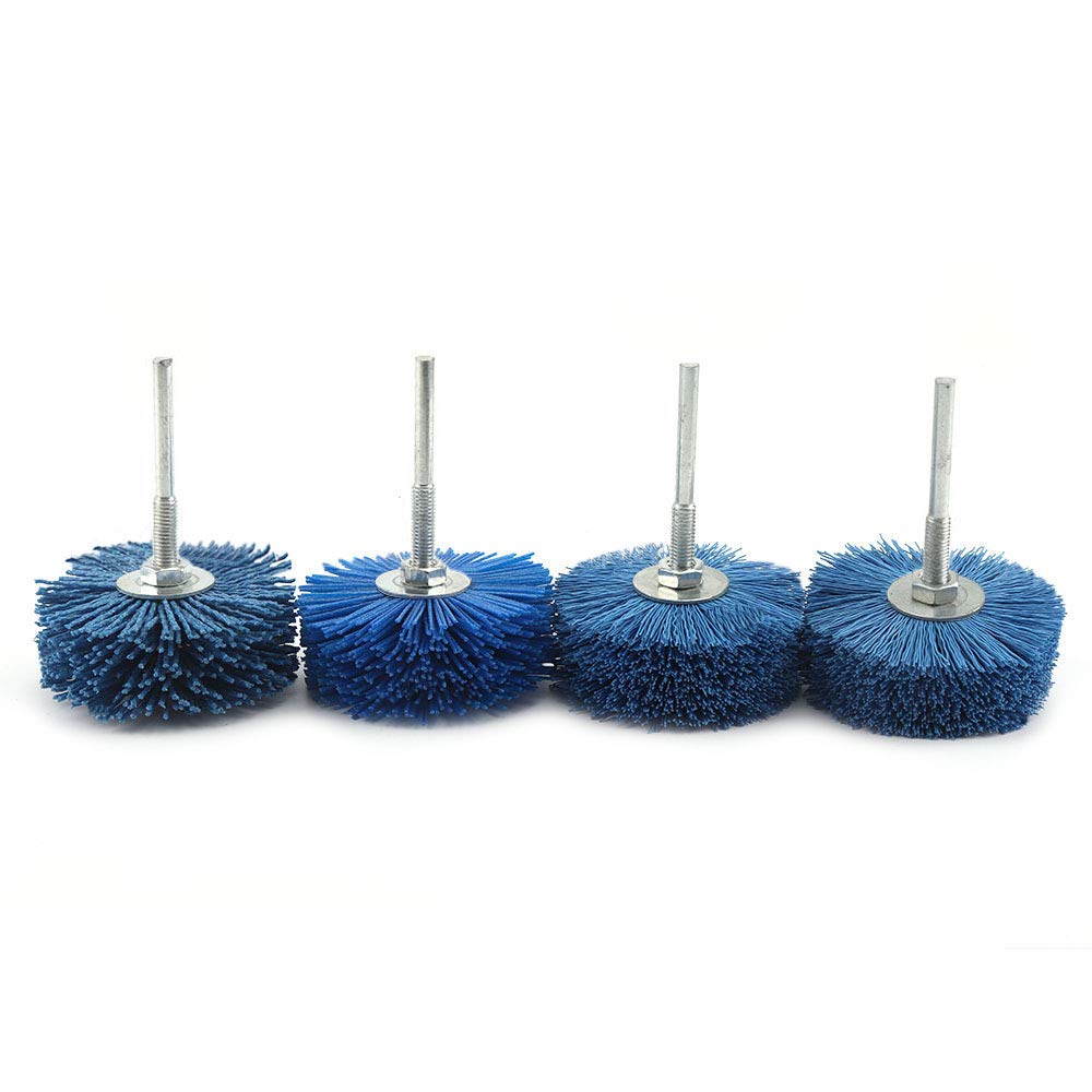 

4 шт. нейлоновая щеточная головка 80 180 320 400 грит абразивная шлифовальная головка с резьбовым хвостовиком 1/4 для полировки древесины шлифовальная машина абразивные нейлоновые щеточные головки