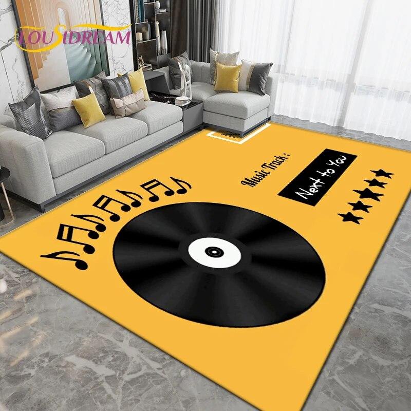 Classical Music Vintage Vinyl Record Area Rug Large,Carpet Rug for Living Room Bedroom Sofa,Kitchen Bathroom Non-slip Floor Mats