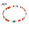 Elastic Stackable Wrist Jewelry Flat Beaded Stretch Bracelets for Women, Bohemian Friendship Bead Bracelets, Simple Layering Bracelet Set Boho