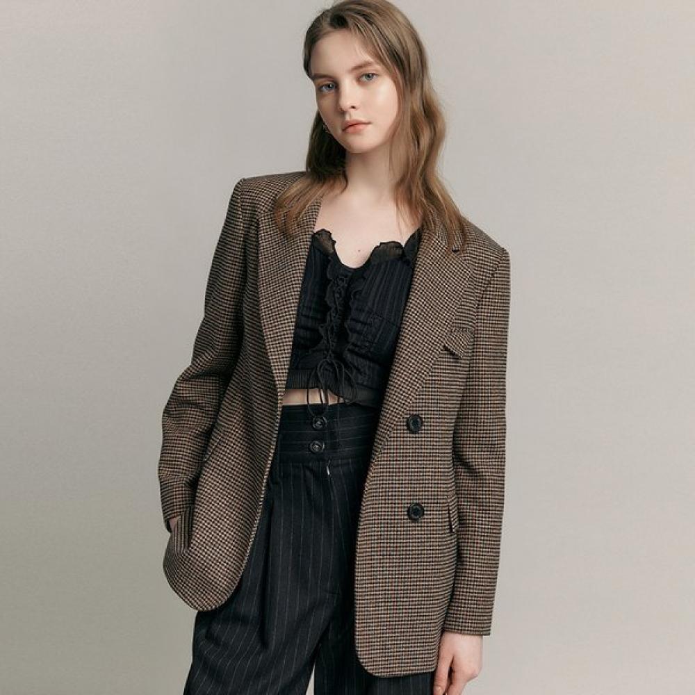 MAXZA Приталенный пиджак в клетку Cc03qj300on beige/FREE