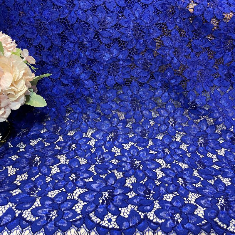 Lace Fabric 150x150cm for Dresses Clothes Sewing White Blue Hollowed-out Plain Cloth Heavy Press Yarn Three-dimensional Mesh