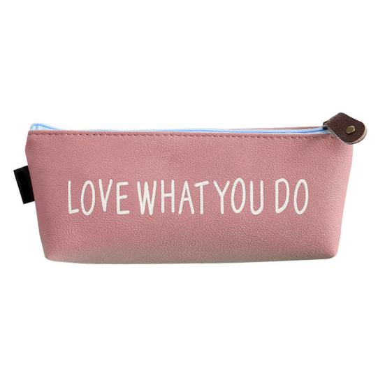 

Студенческий чехол-карандаш на молнии с буквенным узором, простой чехол-карандаш из искусственной кожи, сумка для канцелярских принадлежностей розовый