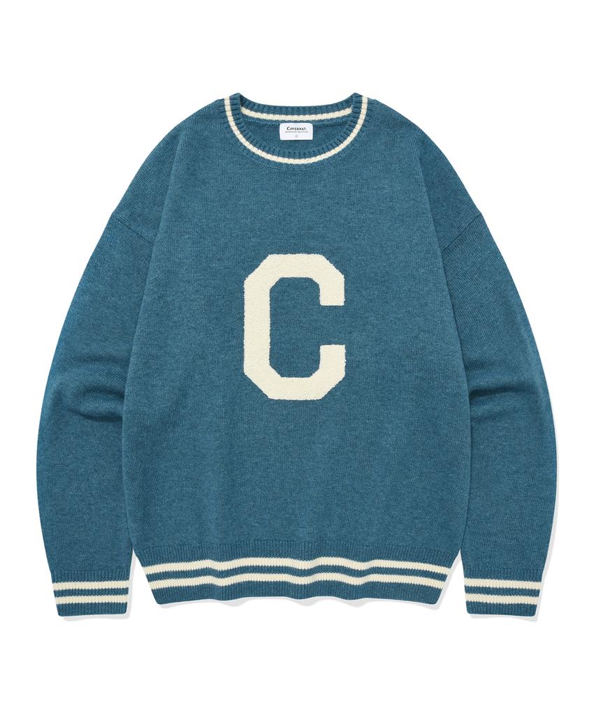COVERNAT Big C Logo Crewneck Knit Turquoise