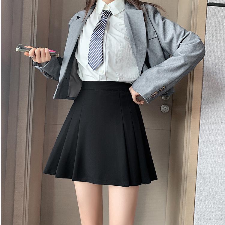 

2024 Summer Korean Academic Style A-Line High Waist Slimming Midi Skirt 3XL