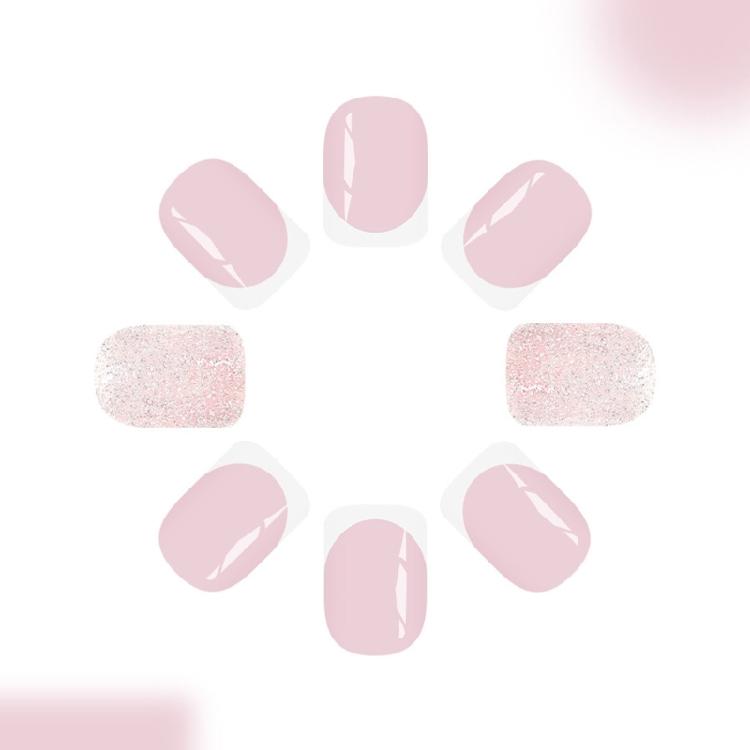 24 Pezzi Unghie Finte Quadrate French con Glitter Corti Bianche Scintillanti Press On Nail Materiale ABS Per Matrimonio Festa Uso Quotidiano