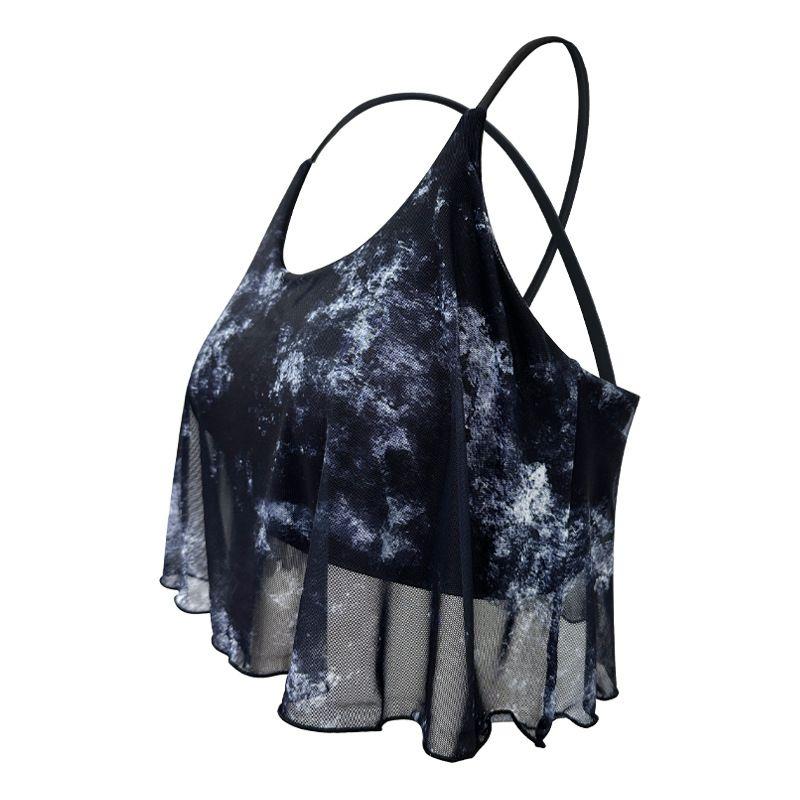 

Foreign Trade Mesh Sports Vest Women Cross Beauty Back Breathable Shockproof Fixed Cup Fitness Pilates Bra Yoga Clothes Xuan Yu Black Bra M