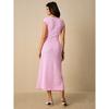 Women's Long Dress, Fashionable Casual, Color Blocked, Striped Dress, Waist Cinched, Round Neck, Short Sleeved, Long