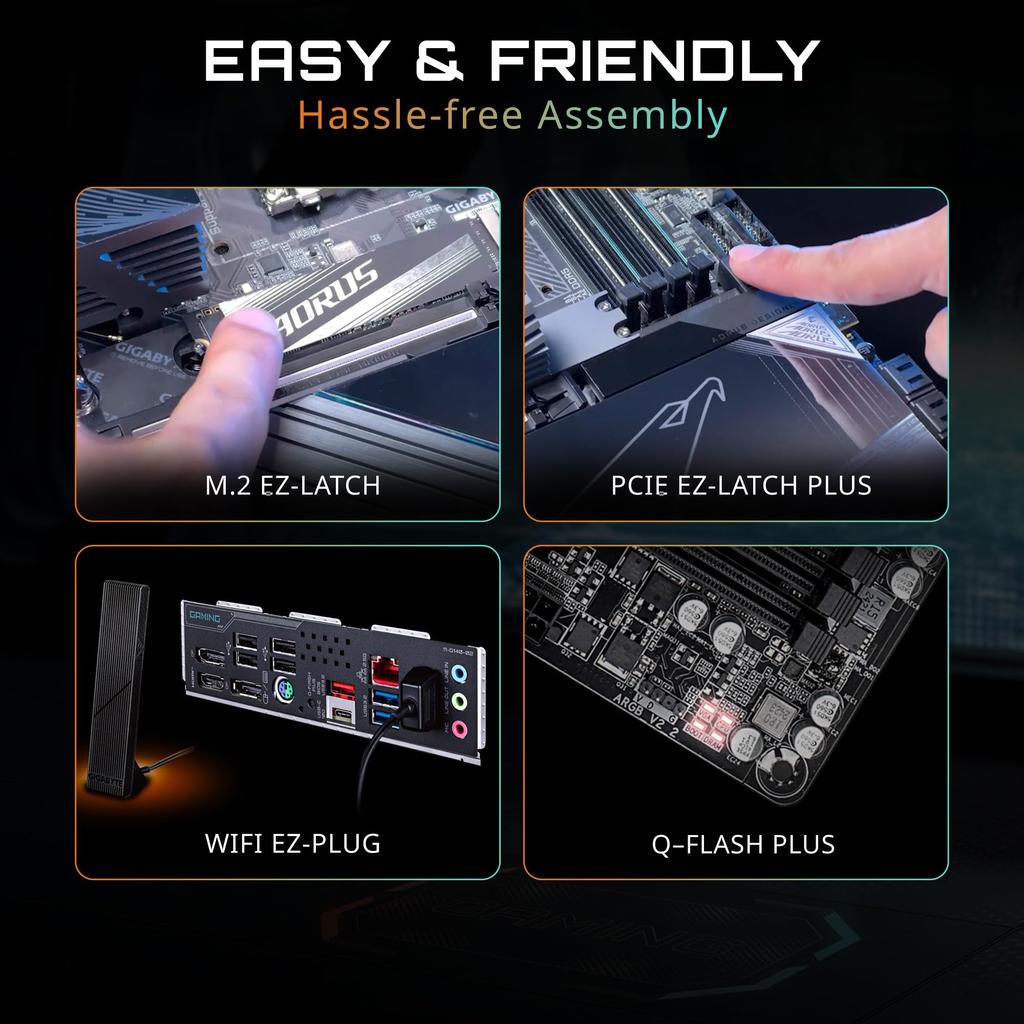 GIGABYTE B850 AORUS ELITE WIFI7 ICE AMD Ryzen White ATX Gaming Motherboard MB6673 - High-End