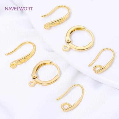 18K Gold Plated Brass Earring Clasps Earwires Findings,Hooks For Earrings,Accessories For Earrings,DIY Jewelry Making Supplies