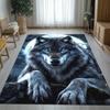 Wolf Moon Night Forest Crystal Velvet Rug Living Room Bedroom Decorative Carpet Wild Animal Art Nature Theme Soft Anti Slip Rug