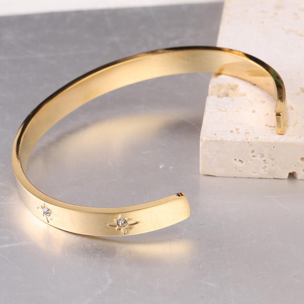 -shaped Bangle Eight Mang Star Open Bracelet Adjustable Zircon Stacked Woman Bracelets Gifts For Mom