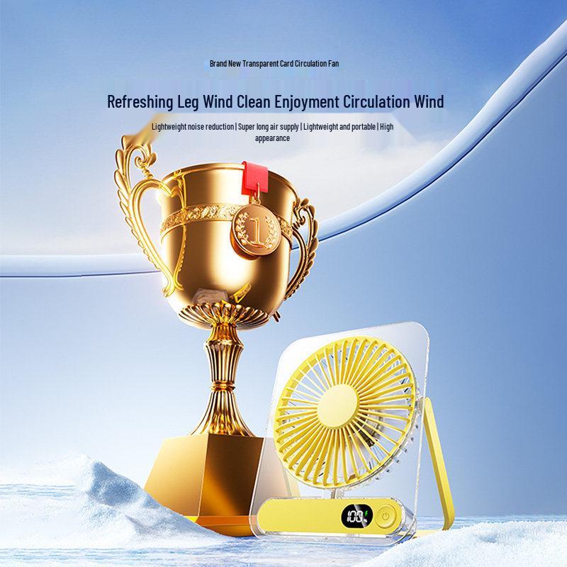 Ultra-Thin USB Desktop Fan: Silent, Compact, and Powerful for Office Use 2800mAh Dual-use Rechargeable