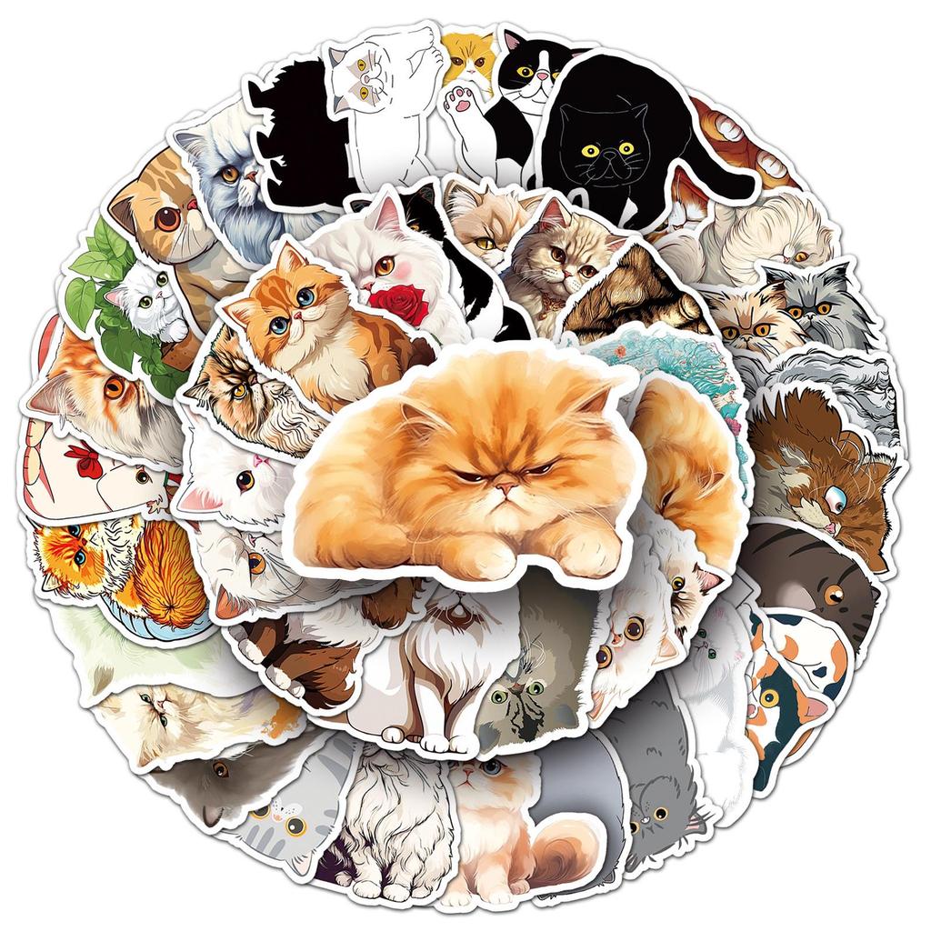 52 Cute Persian Cat Stickers: Cartoon Pets for Journals & Stationery