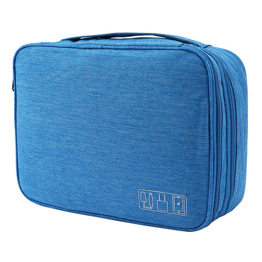 

5-дюймовый органайзер для электроники из ткани Оксфорд, портативный двухслойный чехол на молнии, сумка-органайзер для кабелей, шнуров, телефона, электронных аксессуаров Lake Blue