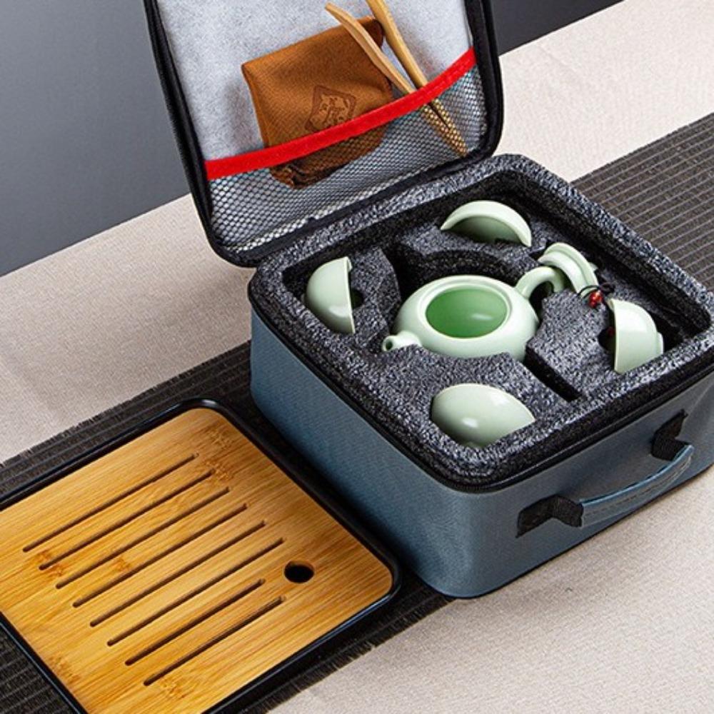 9pcs/Set Ceramic Teacup Teapot Set With 4 Tea Cup Travel Teapot Chinese Gongfu Tea Set  Picnic