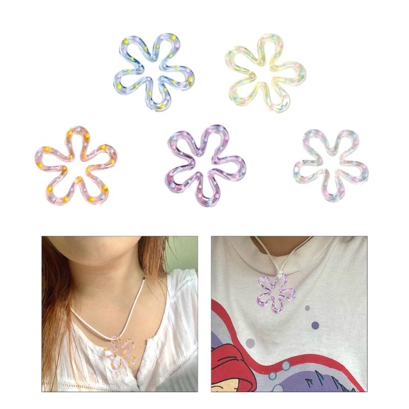 Resin Five-Petal Flower Loose Beads Double Side Flower Charm Pendant DIY Accessories Necklaces Earring Jewelry Making