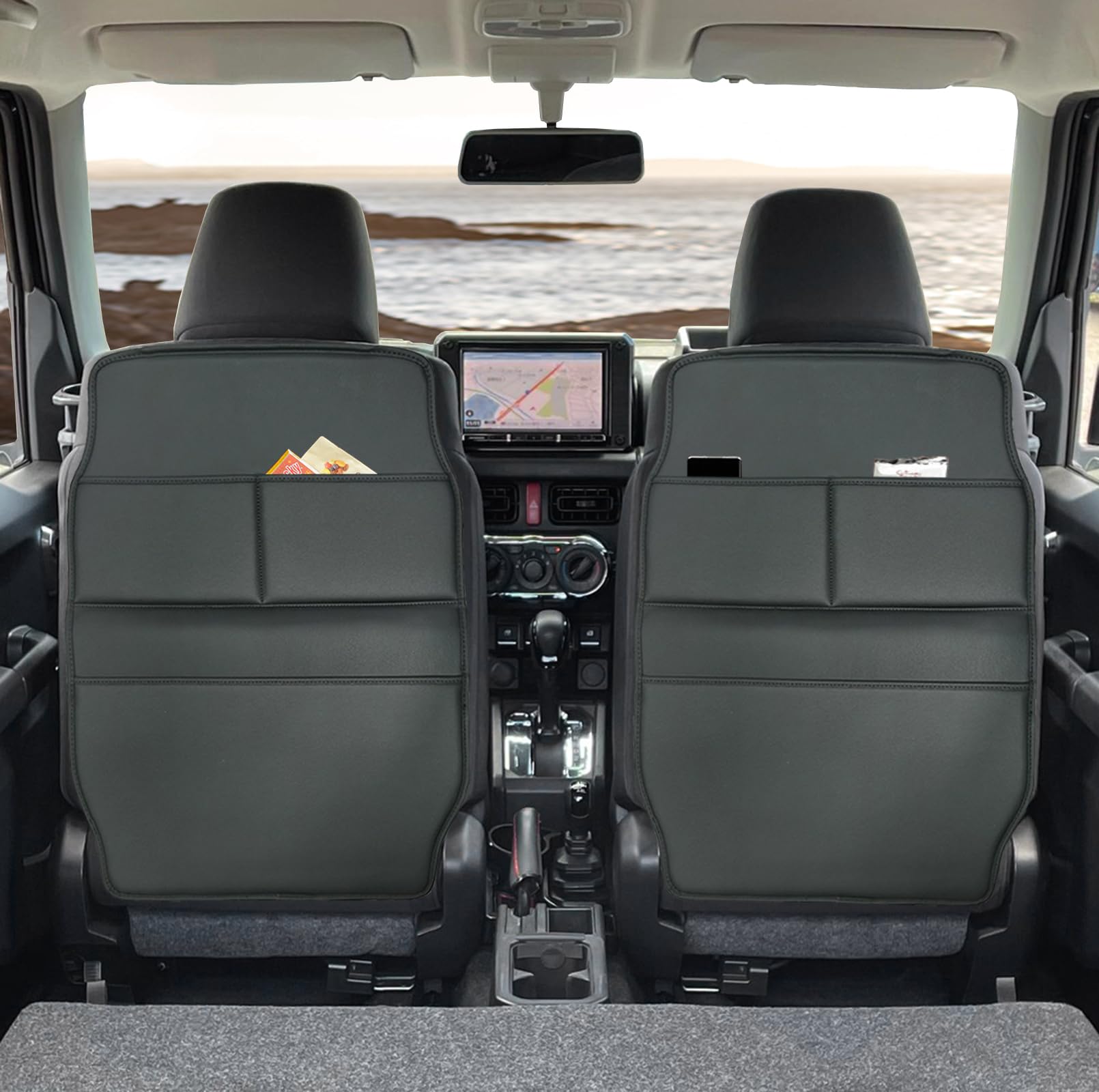 

YORKNEIC Защитные накладки на спинки сидений для Suzuki и Nomad, синтетическая защита от пинков, органайзер для автомобильного сиденья, защита от царапин и пятен, комплект из 2 штук для водителя и пассажира, Jimny, Sierra,