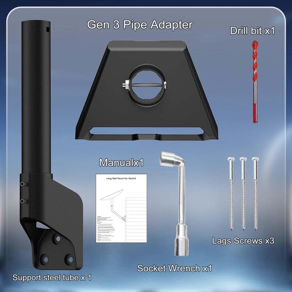 

For Starlink Gen 3 Wall Mount Kit for Starlink V3 Pipe Adapter And Install Bracket Suitable For Roof Top Exterior Wall Install For Starlink gen3
