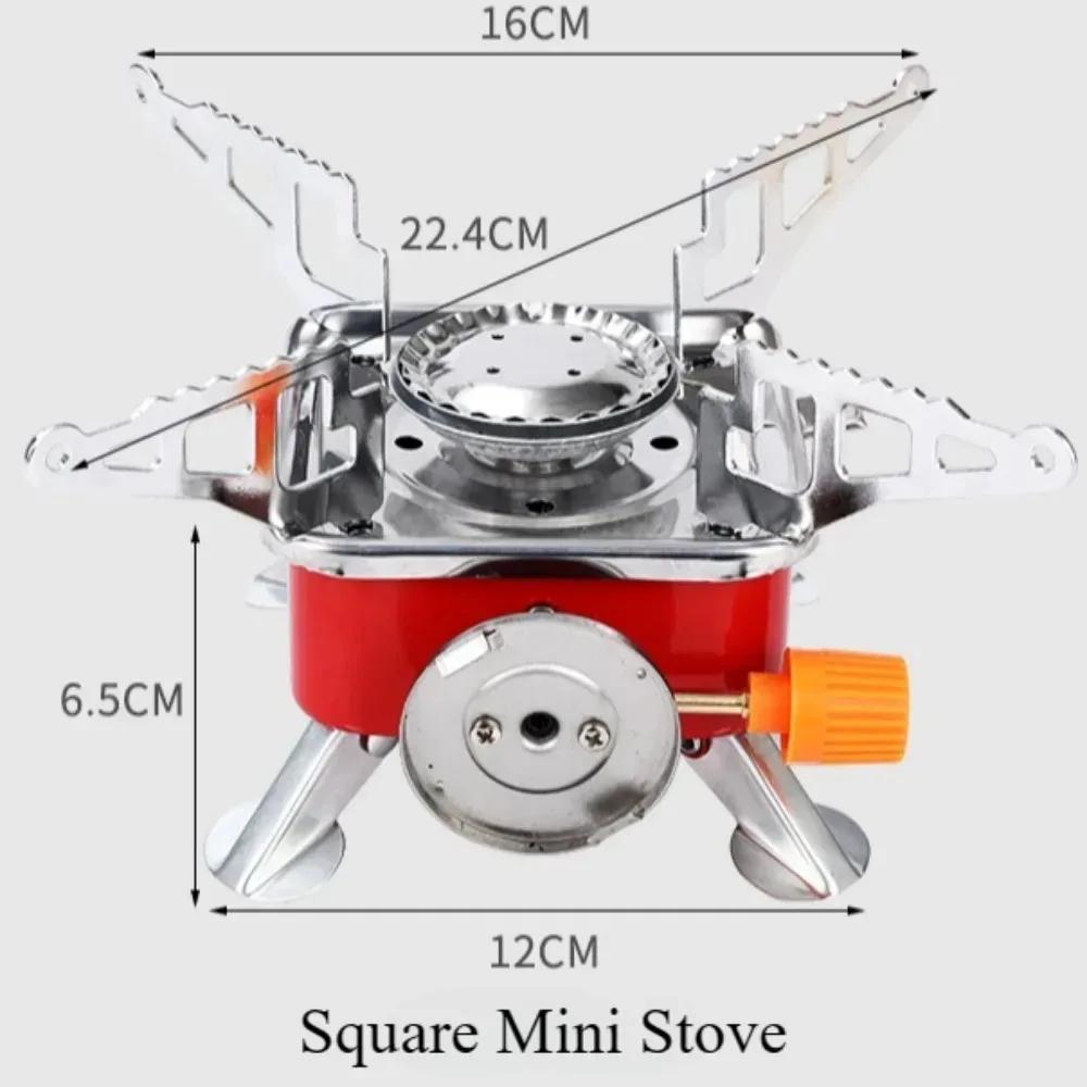 Outdoor Portable Lotus Stove Windproof Folding Small Square Furnace Iron Carbon Steel Material Sealed Gas Valve Camping Stove