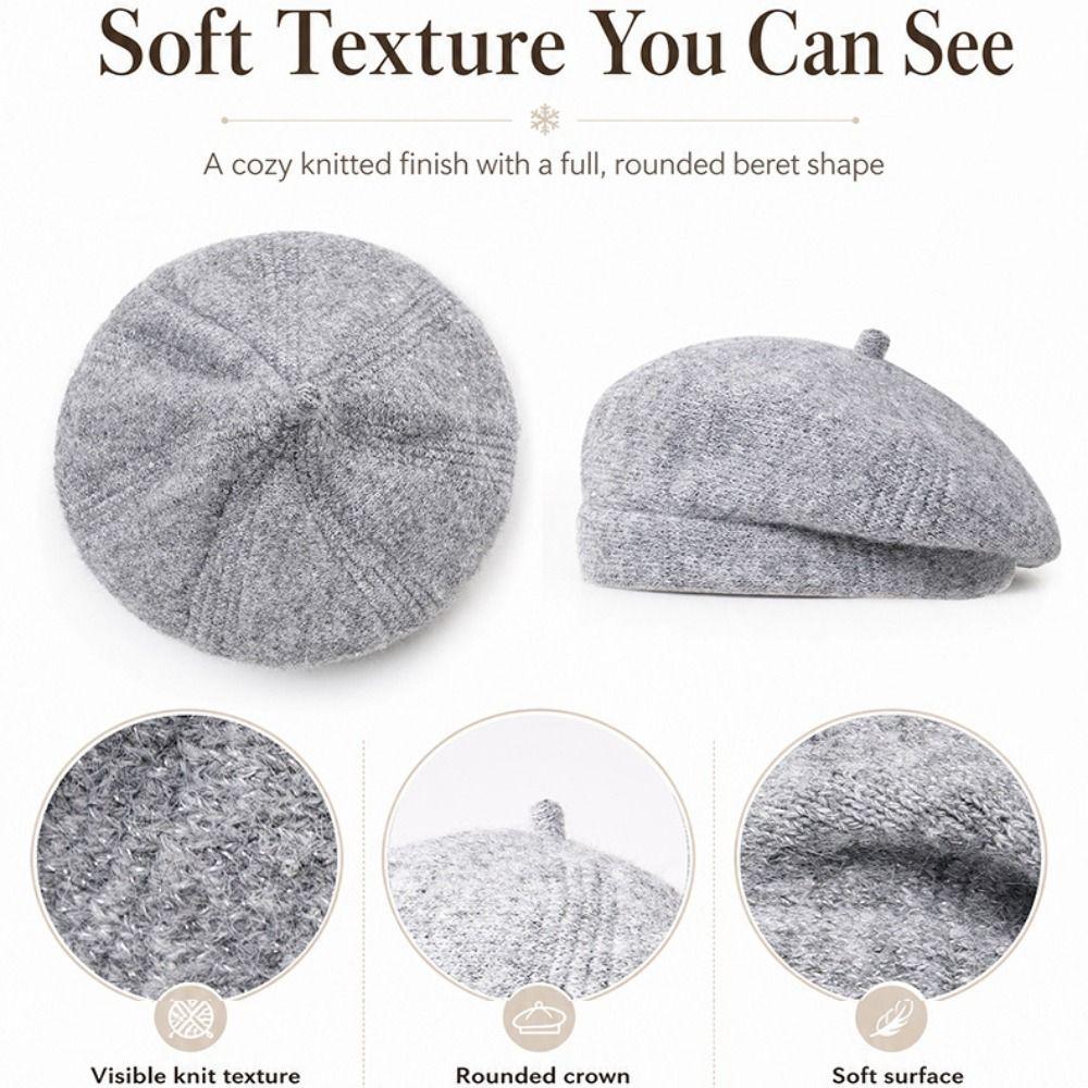 Retro Winter Knitting Berets Hat Warm Felt Berets Elegant French Artist Hat Autumn and Winter