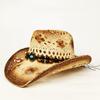 Sombrero de paja hueco Sombreros de vaquero de paja Sombreros de sol de fieltro occidentales para la playa Gorra de fiesta para hombre mujer Caqui Verano Sombrero de paja Jazz