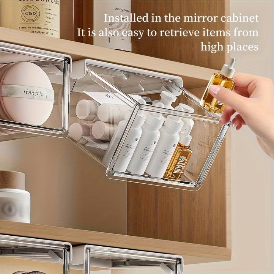 Clear Acrylic Cosmetic Organizer, Dust-Proof Drawer Storage Box, Stackable Storage for Makeup Swabs Cosmetics, for Bathroom & Shower