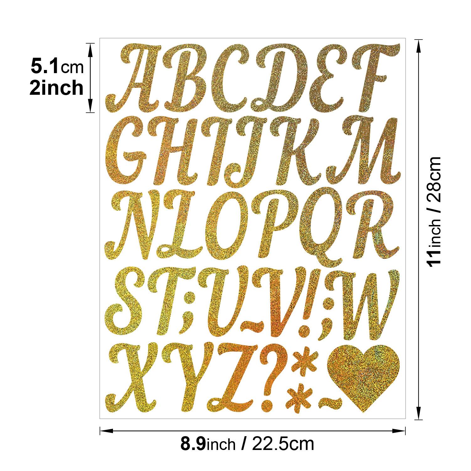 

2-inch Golden Sand Letter Sticker Shiny Multicolor Holiday Graduation Party Gift DIY Wedding Arrangement Letter Sticker