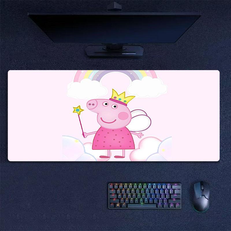 Peppa Mouse Pad, Large Gaming Desk Mat, Non-slip XXL Mousepad for Laptop & Tablet, Mini PC Playmat with Stitched Edges