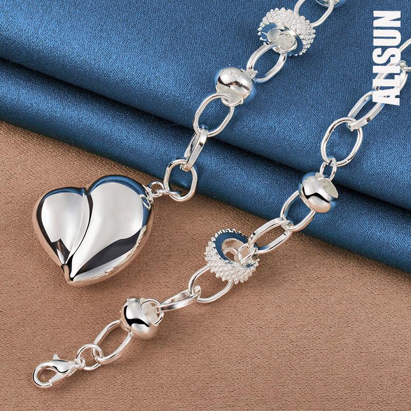 925 Sterling Silver hladký dutý náhrdelník s přívěskem ve tvaru srdce Módní svatební šperky