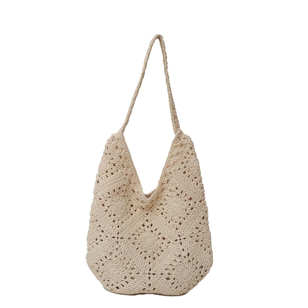 

Large Capacity Women Straw Woven Bag Lazy Style Knitted Handbag Crochet Shoulder Bag Ladies