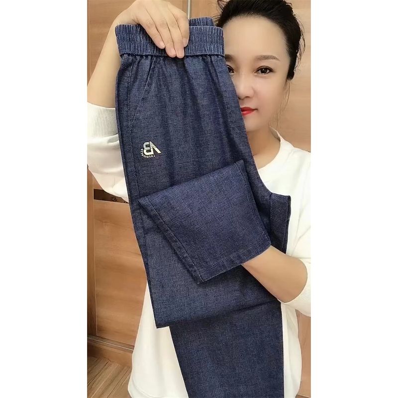 

Cotton and Linen Thin High Waist Anti-Wrinkle Easiest for Match Slim Looking Casual Pants Dark blue 3XL