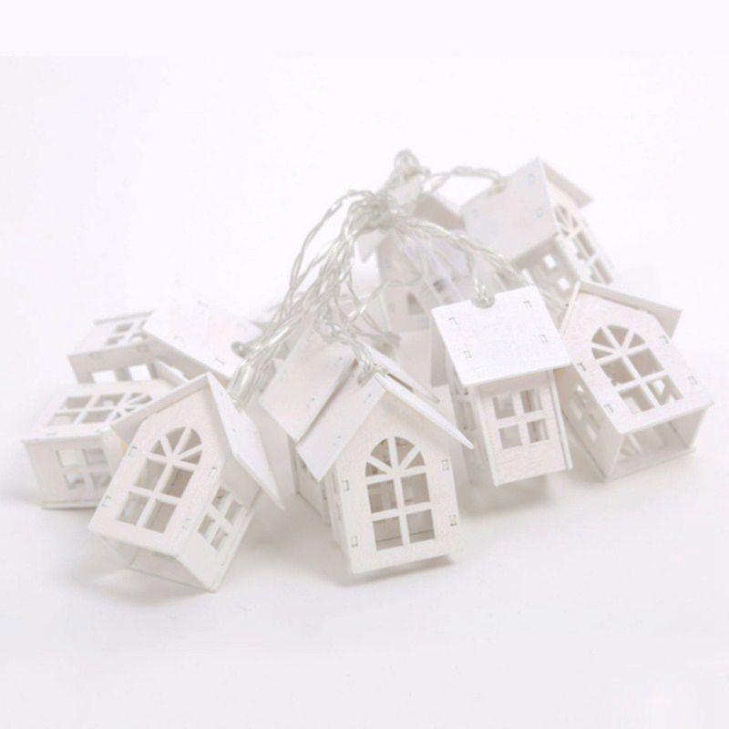 Nordic Style Wooden Cabin LED String Lights for Christmas - Battery-Powered Fairy Lights for Room or Bedroom Decoration