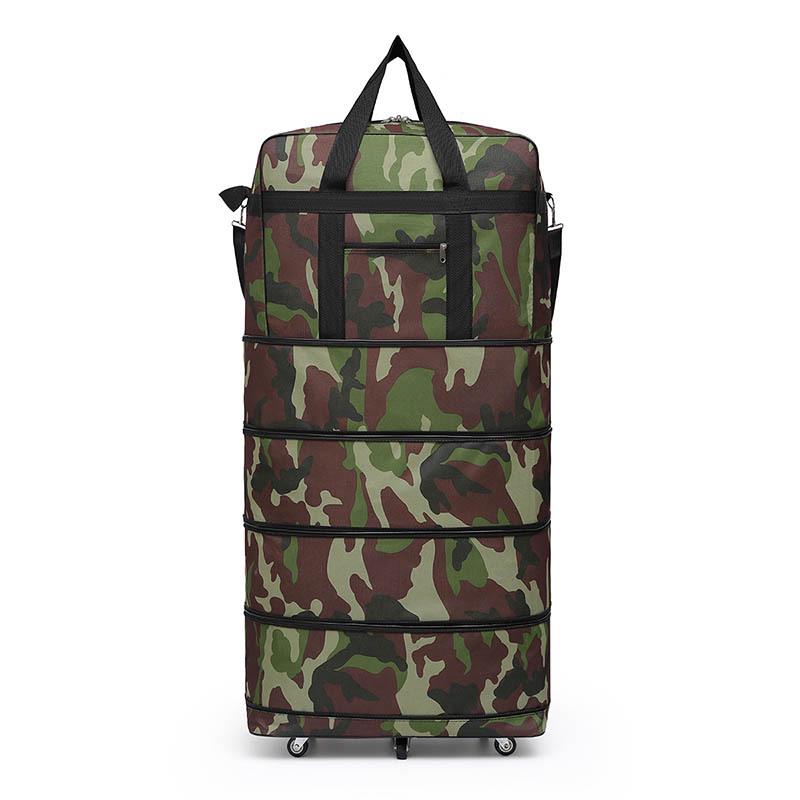 Grote, opvouwbare reistas van geruit Oxford-stof met wielen