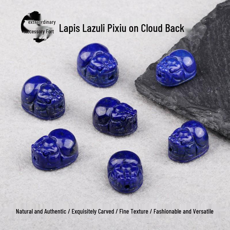 Natural Lapis Lazuli Pixiu Couple Pendant and Bracelet Set - Carved DIY Accessories and Ornaments