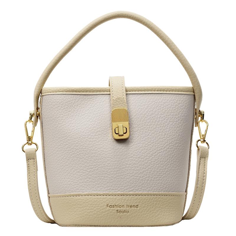 High-end niche contrasting color small bucket bag women's 2025 new Korean version fashion one-shoulder portable messenger bag