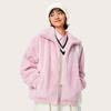 Li Ning Sports Lifestyle Series Faux Rabbit Fur Warm Plush Collar Windproof Casual Comfortable Versatile Fleece Jacket Women Jackets AFDUC96-4