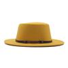 New women's flat-top woolen hat, men's autumn and winter thermal hat, jazz hat, British retro top hat