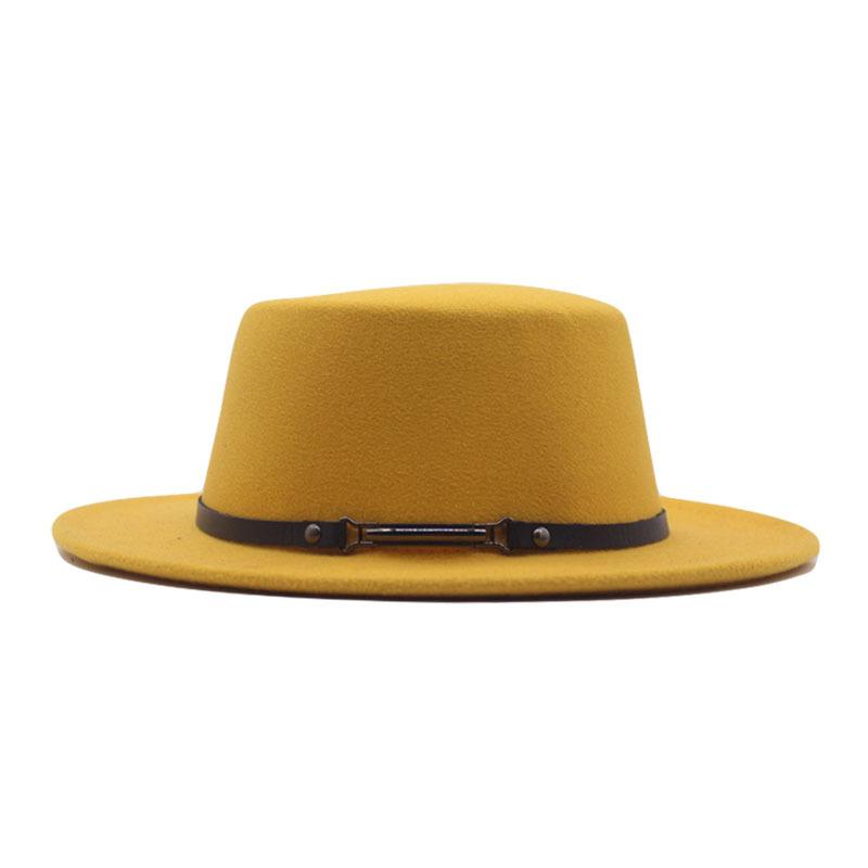 New women's flat-top woolen hat, men's autumn and winter thermal hat, jazz hat, British retro top hat