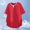 Sommer løs ensfarvet kortærmet t-shirt til mænd, Is silke t-shirt