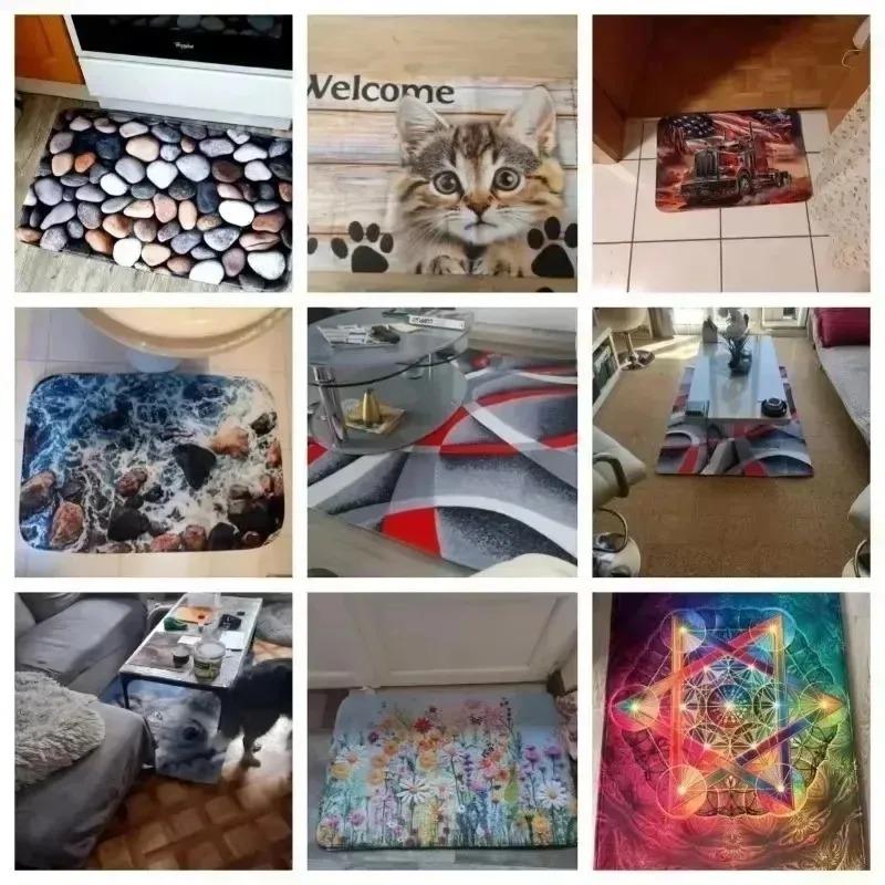 Funny Home Area Rug Washable Non Slip Soft Brown Welcome Patterned Front Doormat for Bathroom Home Entry Way Decoration