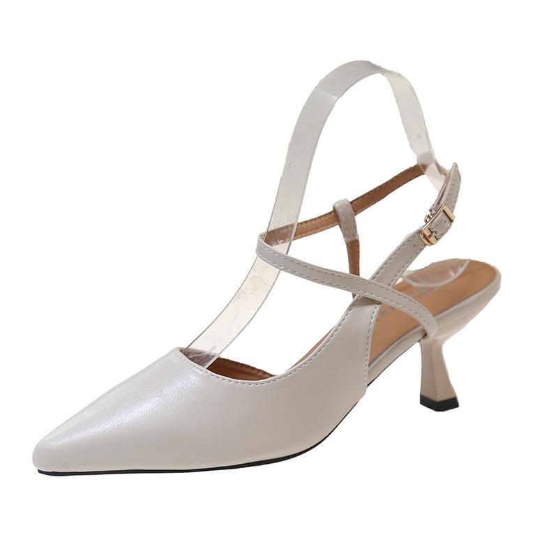 

Мода Женская Мода Босоножки Баотоу Весна Новые Острый Носок Мелкий Вырез Пряжка-Ремешок Противоскользящие Износостойкие Каблуки-Шпильки 35 бежевый