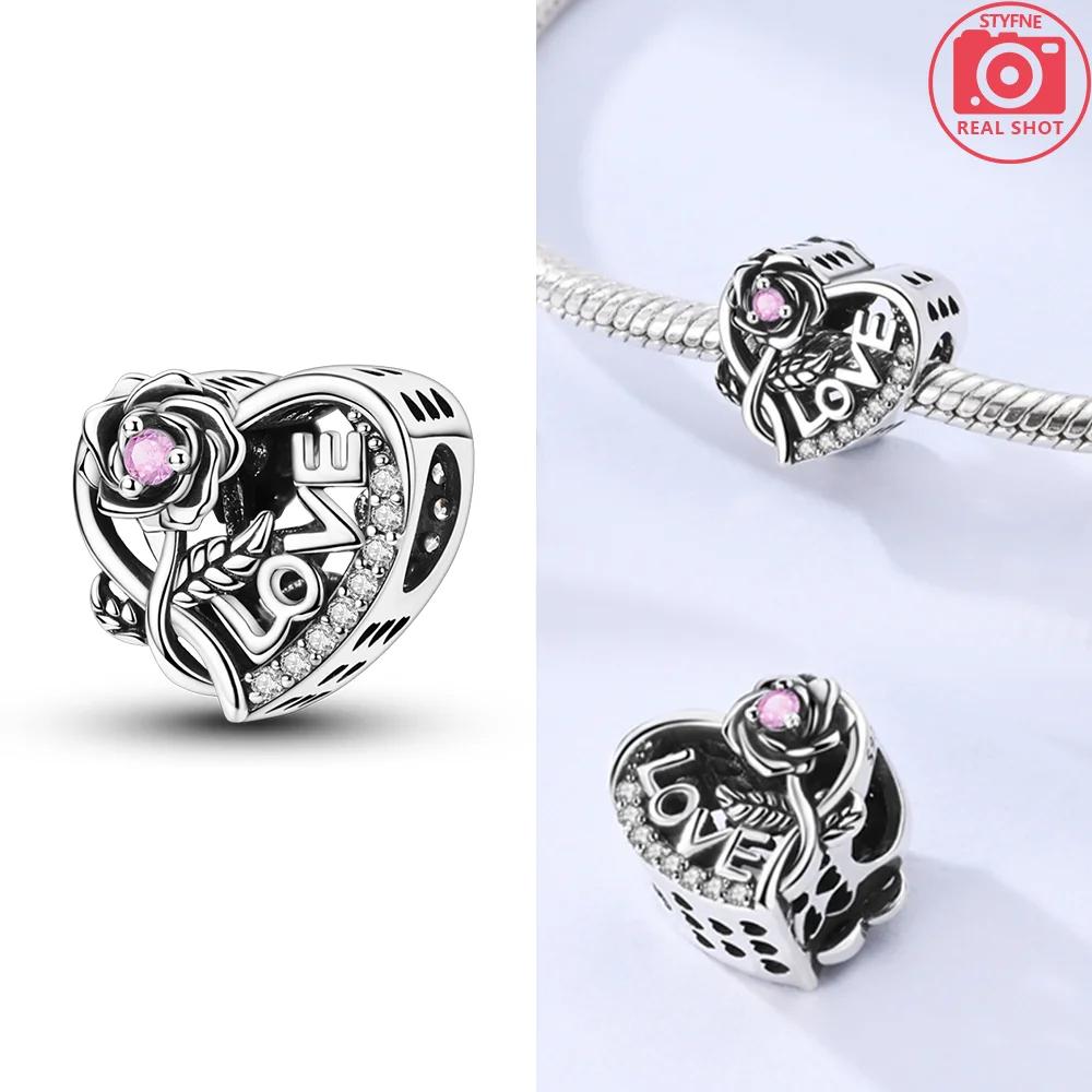 Original Dangle Charms White Heart Beads Copper Fit Bracelet Jewelry Diy For Woman Pendants Charms Fine Gift